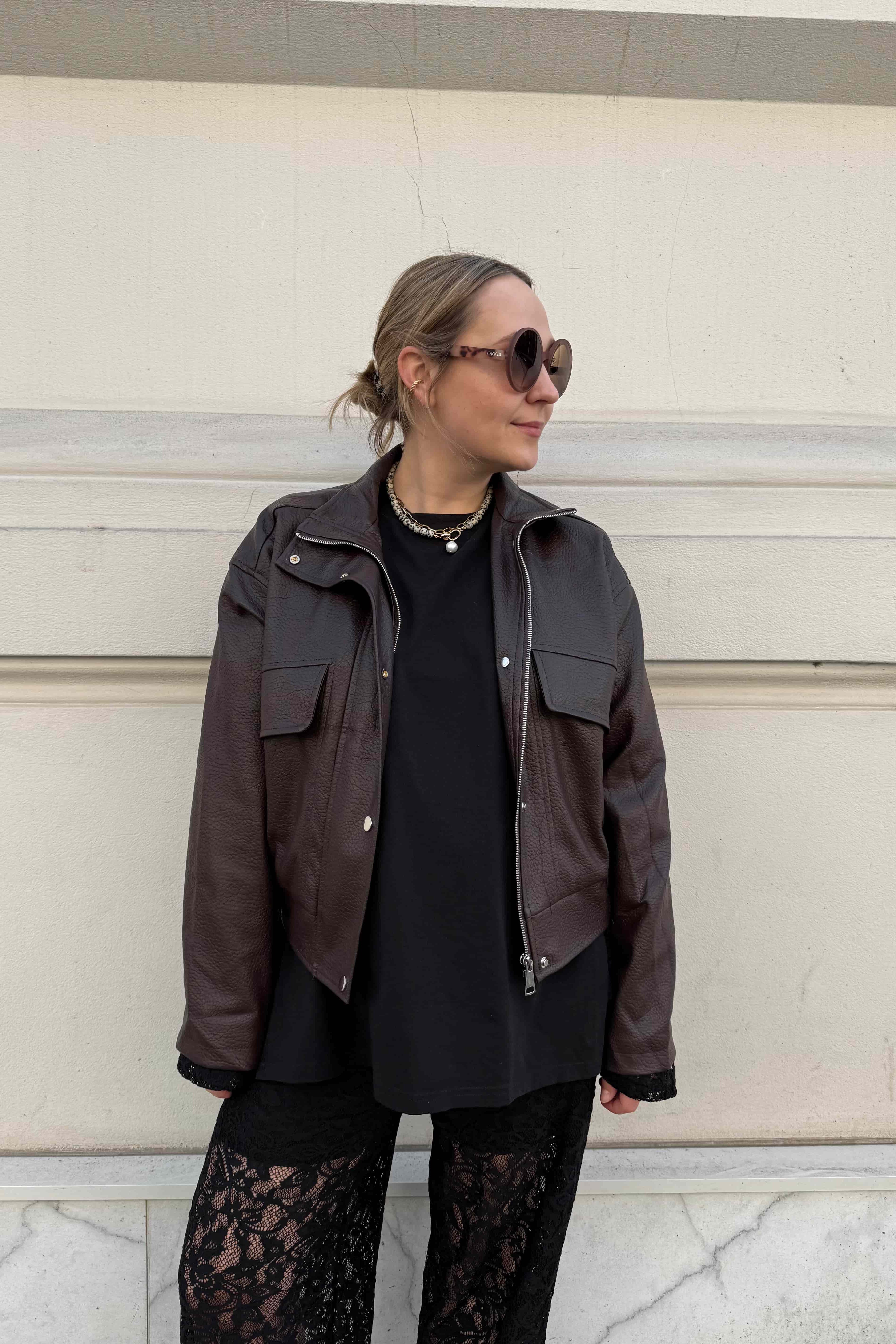 kurtka bomberka choco detal eko skory | Malviva