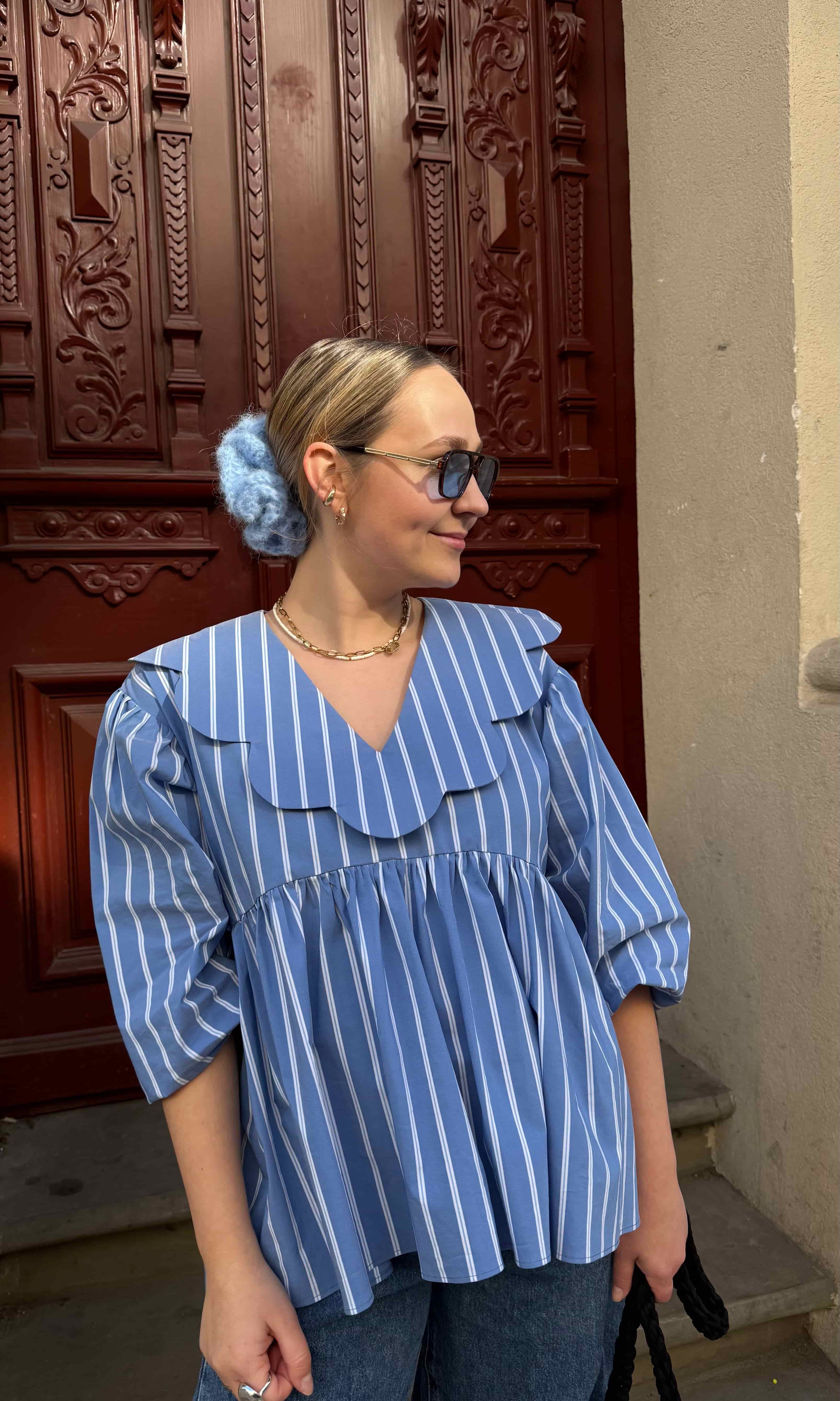 bluzka tilda w paski z ozdobnym kolnierzem malviva