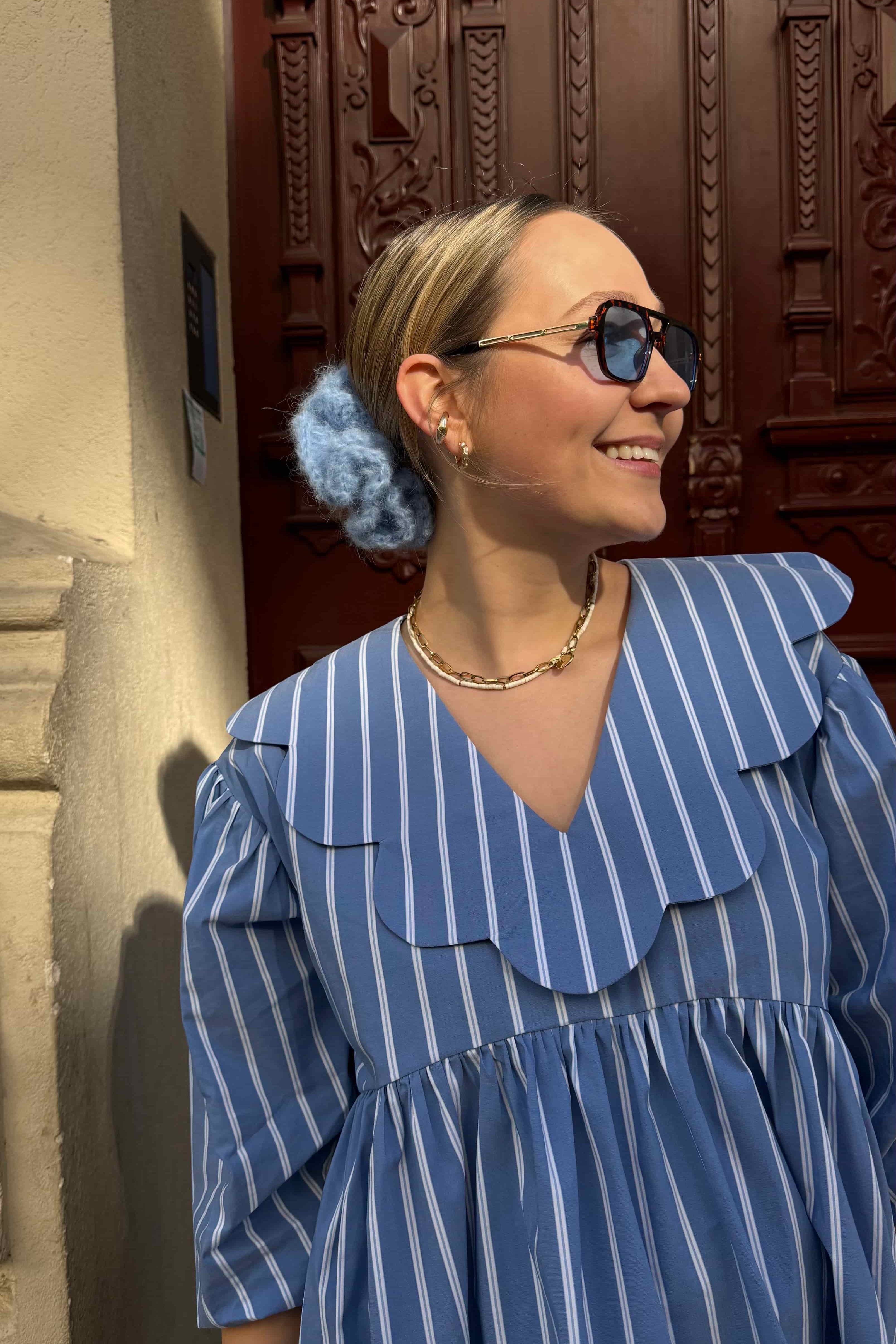 bluzka w paski tilda luzny fason z falbanka