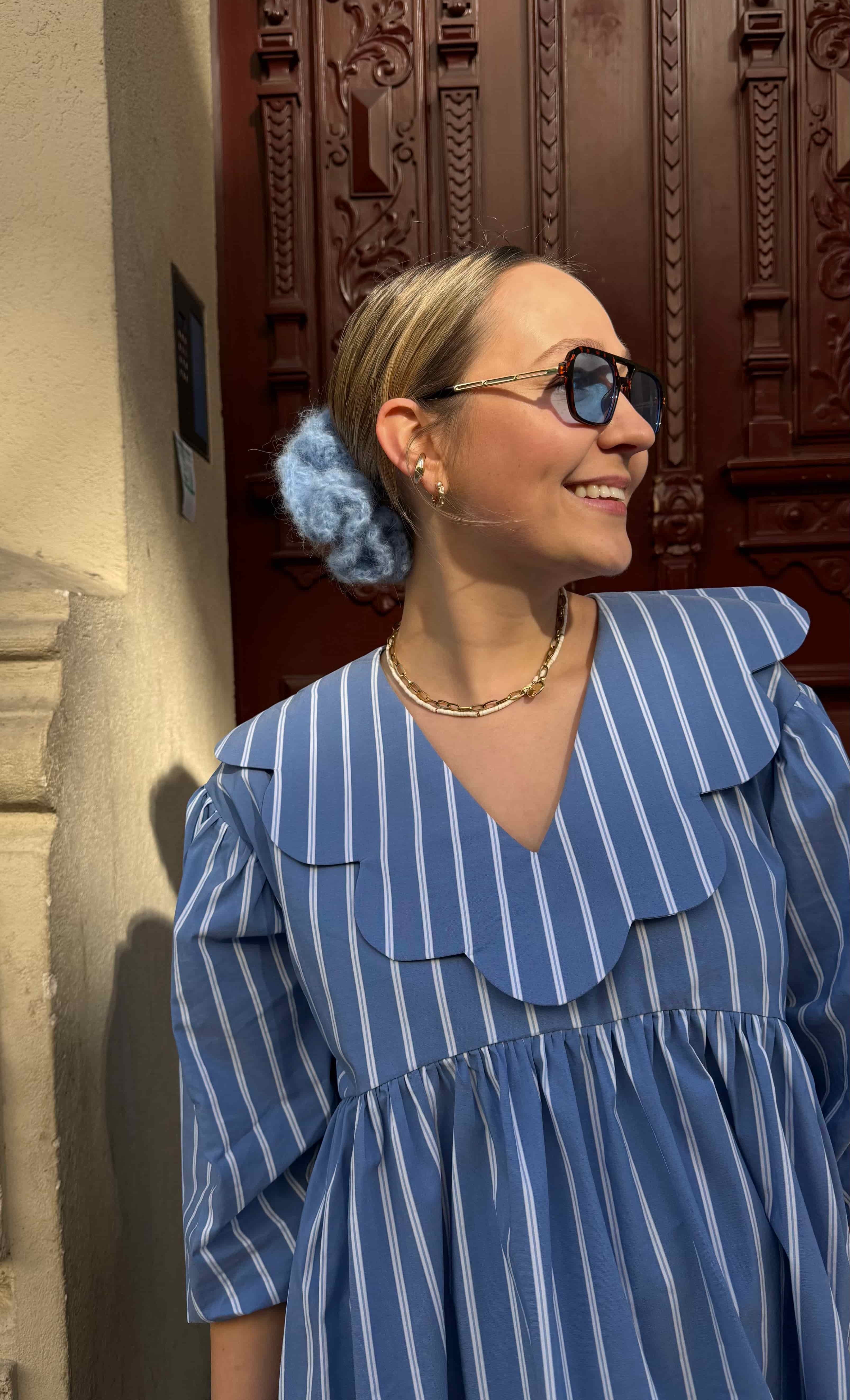 bluzka w paski tilda luzny fason z falbanka