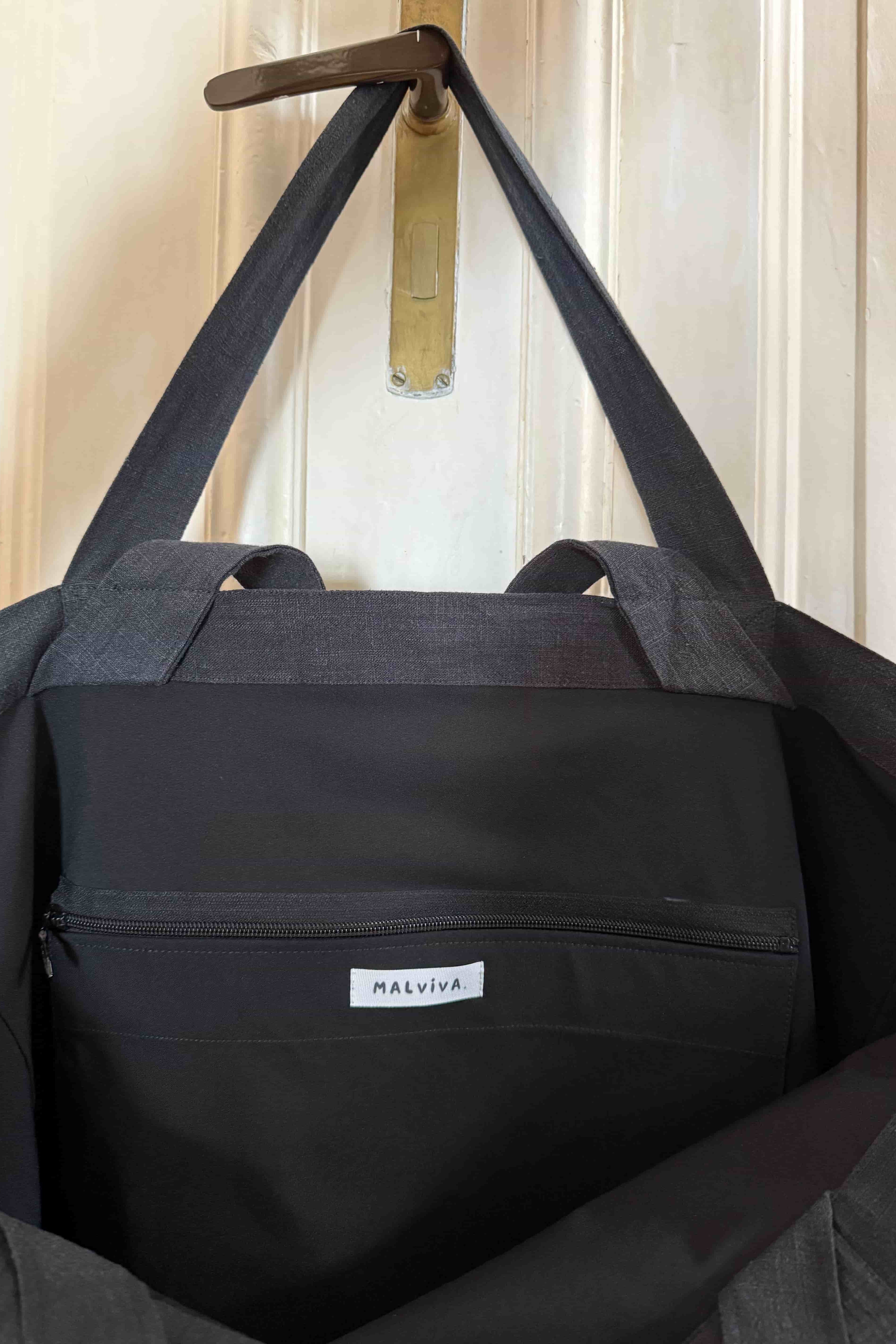 duza torba shopper damska antracytowa styl codzienny | Malviva