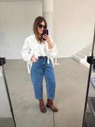 jeansy bing balloon wysoki stan klasyczny denim | Malviva