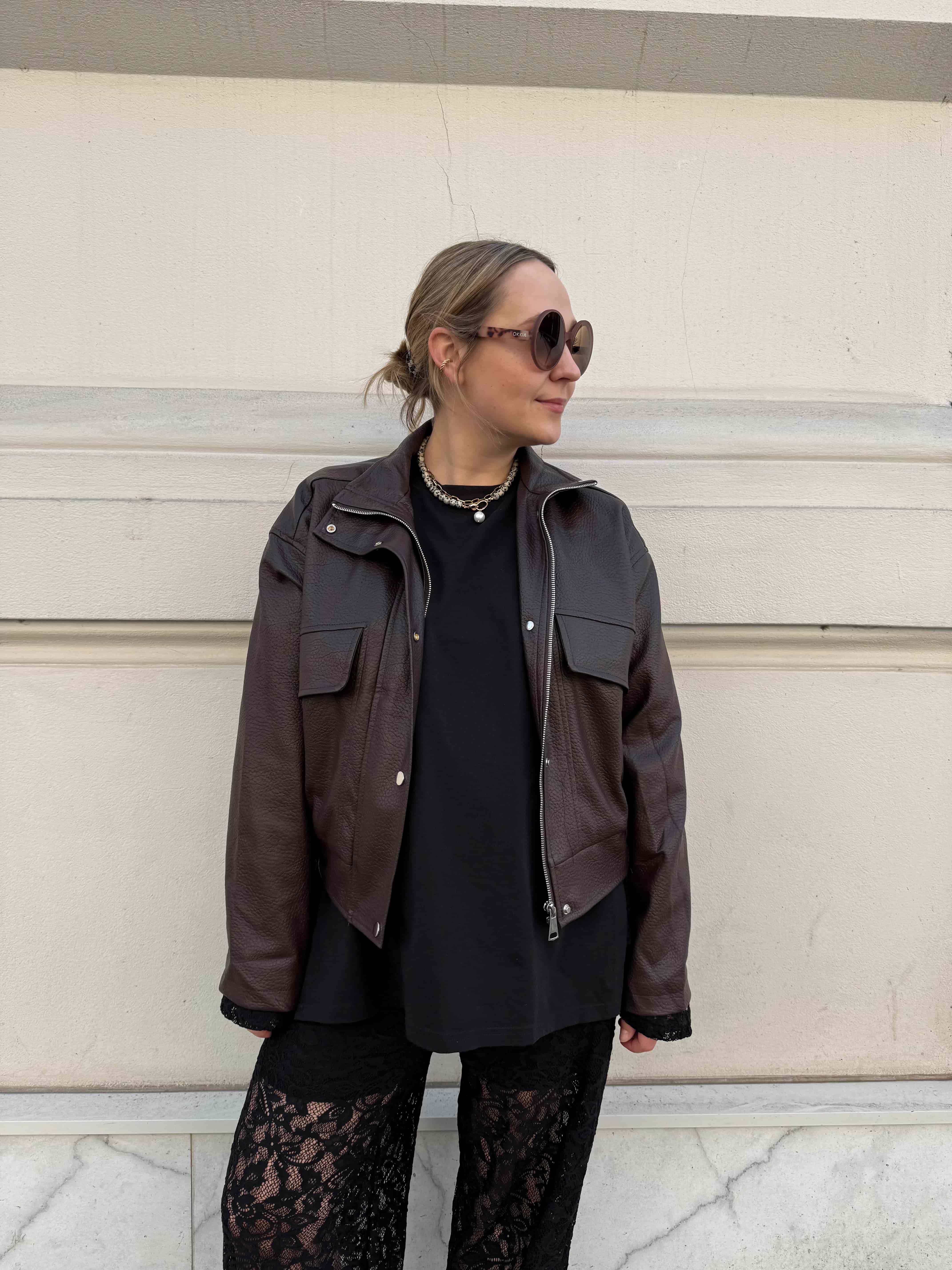 kurtka bomberka choco detal eko skory | Malviva