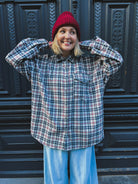 Koszula Fela w szarą kratę – flanelowa koszula oversize Malviva