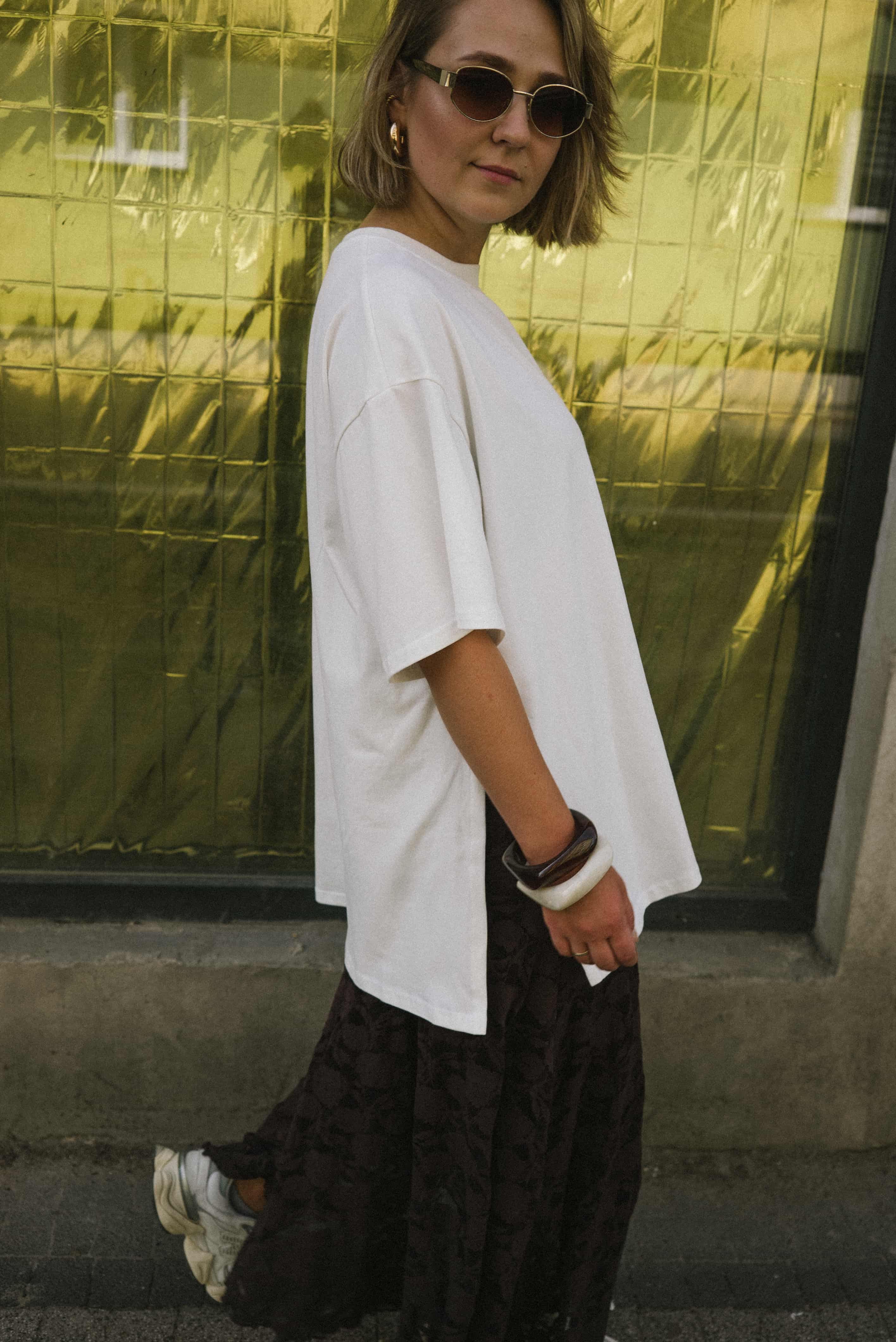 T-shirt kremowy oversize | Malviva