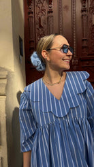 bluzka w paski tilda luzny fason z falbanka